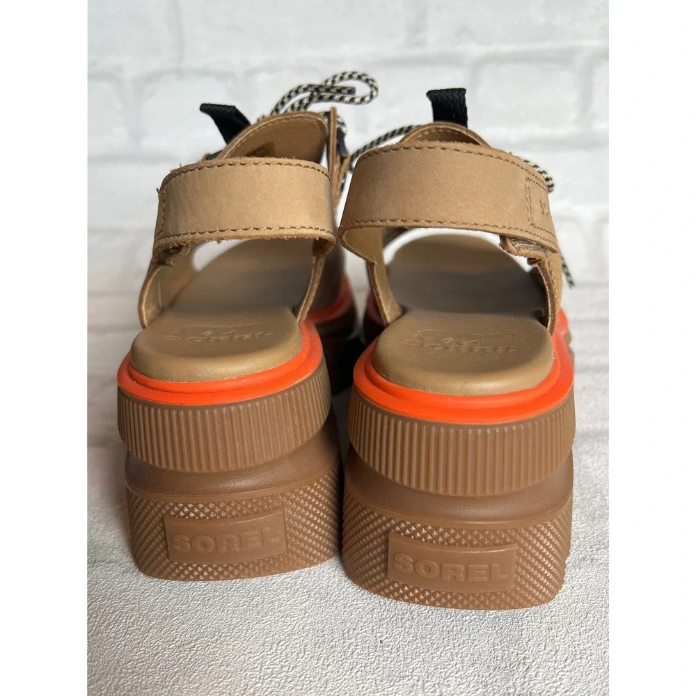 NWOT Sorel Kinetic Rein CB Lace Platform Sandal Tan Orange Womens gorpcore y2k